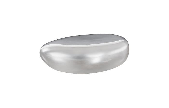 River Stone Coffee Table, Liquid Silver, Small